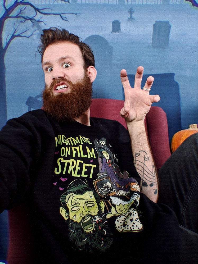 Horror Movie Marathon - Nightmare on Film Street Pullover Sweatshirt - Unisex - Nightmare on Film Street Store