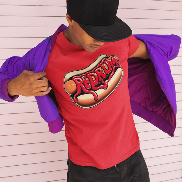 Redrum Hotdog - The Shining Inspired Stephen King-ish Ketchup Murder Horror Movie Tshirt