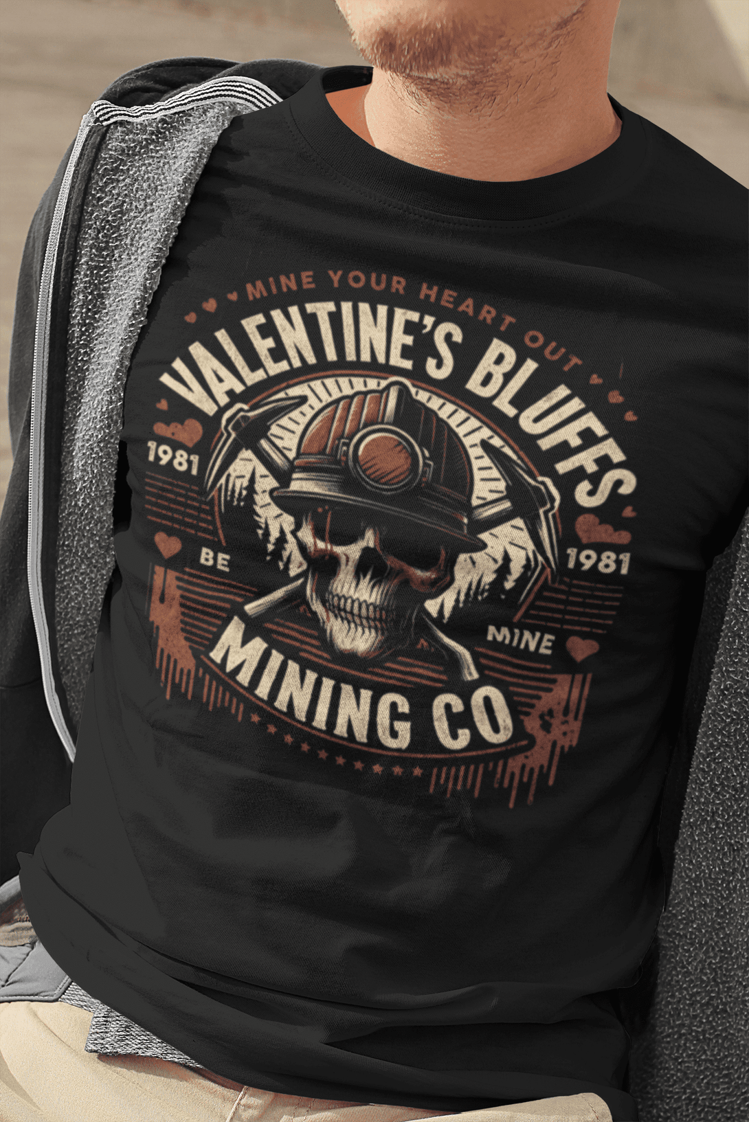 Valentine's Bluffs Mining Co. -  Slasher My Bloody Valentine Inspired VintageHorror Movie Unisex T-shirt - Nightmare on Film Street Store