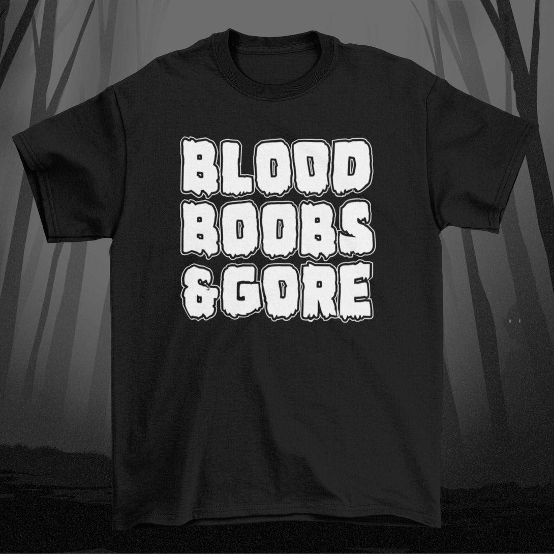 Blood, Boobs, & Gore - Favorite Horror Things Unisex Tshirt - Nightmare on Film Street Store