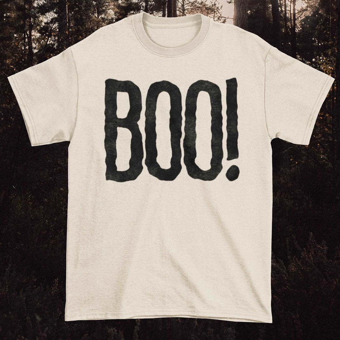 BOO! - Halloween Autumn Horror Vintage Style Inspired Ghost Pumpkin Skeleton Short-Sleeve Unisex Tshirt - Nightmare on Film Street Store