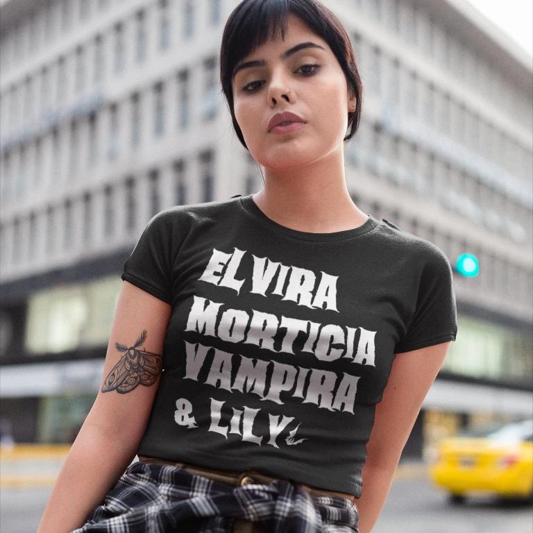 No BOOS Allowed - Elvira, Morticia, Vampira, & Lily Unisex T-shirt - Nightmare on Film Street Store