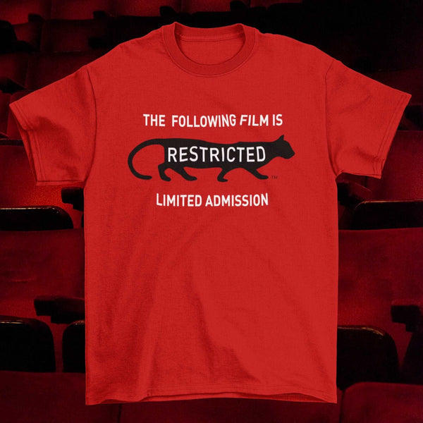 The Following Film is RESTRICTED - Grindhouse Retro Horror Unisex T-shirt - Nightmare on Film Street Store