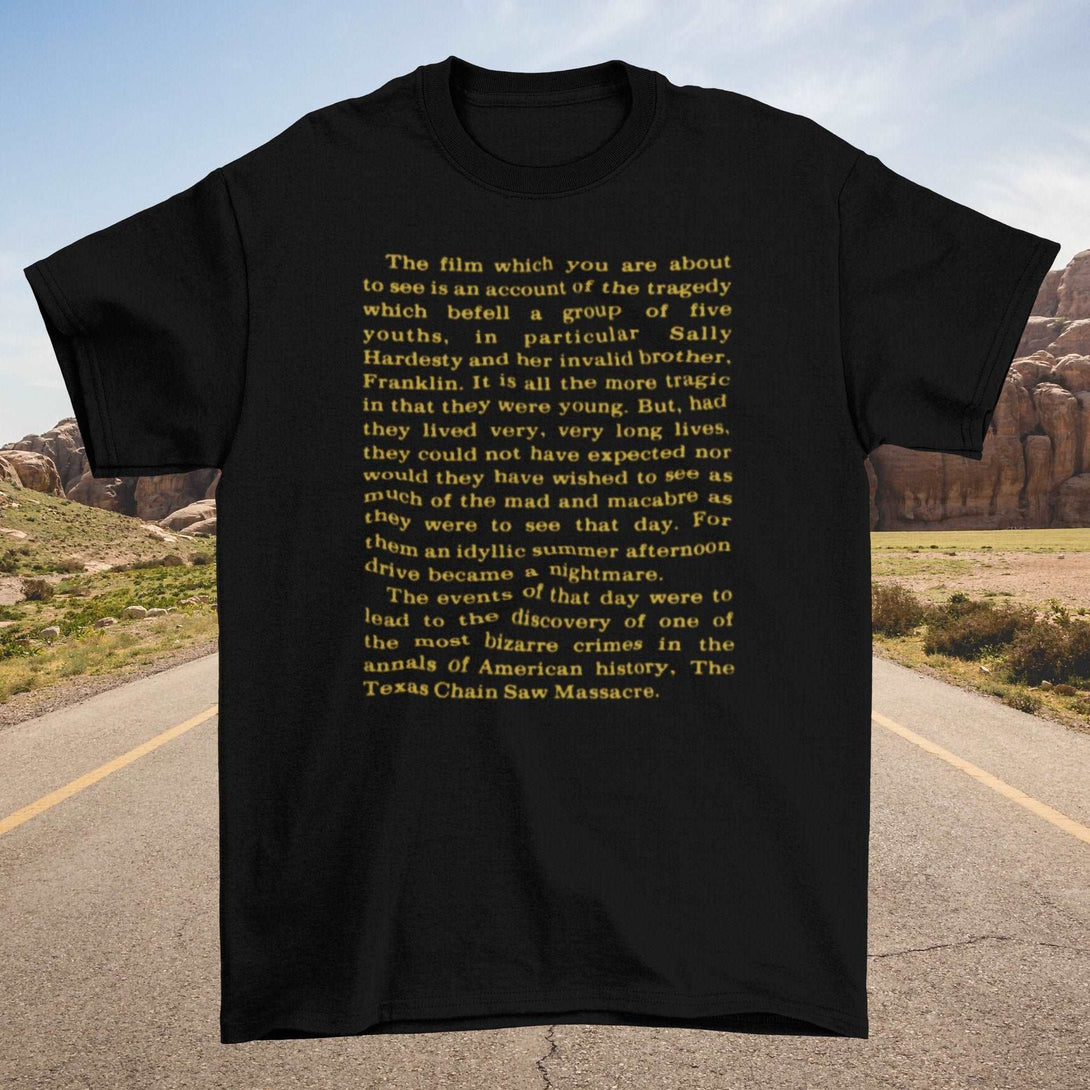 The Tragedy which Befell a Group of Five Youths - Vintage Distressed Texas Chainsaw Massacre Inspired Horror Unisex T-shirt - Nightmare on Film Street Store